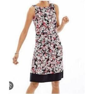 J. Jill Wherever Floral Sleeveless Dress Pink Gray Black Rose Sz L Spring Summer